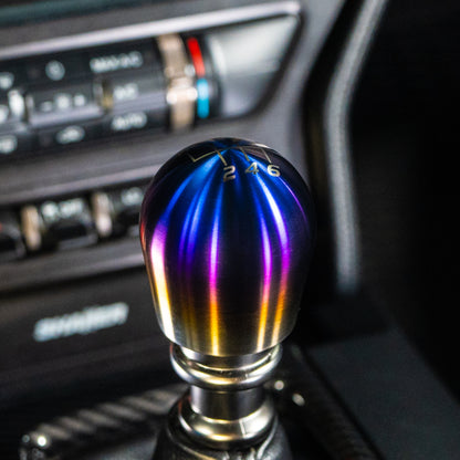 Billetworkz Titanium Torched Shift Knob - 6 Speed Velocity Engraving - Ford Mustang (2015+)