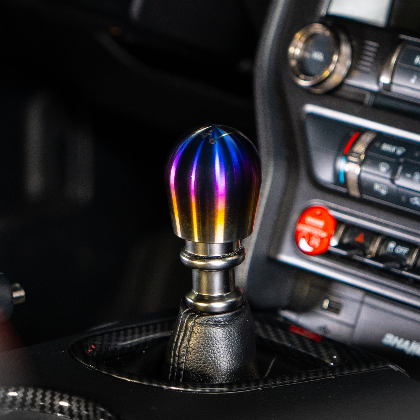 Billetworkz Titanium Torched Shift Knob - 6 Speed Velocity Engraving - Ford Mustang (2015+)