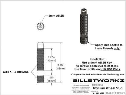 Billetworkz Titanium Wheel Stud Conversion Kit (Brushed)