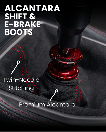 Billetworkz Alcantara Kit (Ultimate): Shift Knob, Shift Boot, E-Brake Boot Kit, and Door Pull Straps (2 Sets) - Subaru WRX 2022+