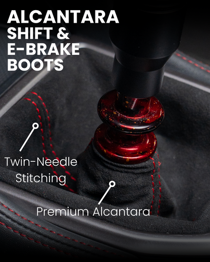Billetworkz Alcantara Kit (Ultimate): Shift Knob, Shift Boot, E-Brake Boot Kit, and Door Pull Straps - Subaru BRZ/Toyota GR86 2022+ (Automatic)