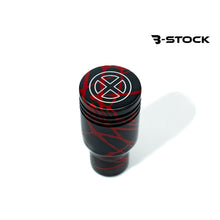 B-Stock Anodized Shift Knob – Piston – Black w/Red Splash – X-Men Engraving