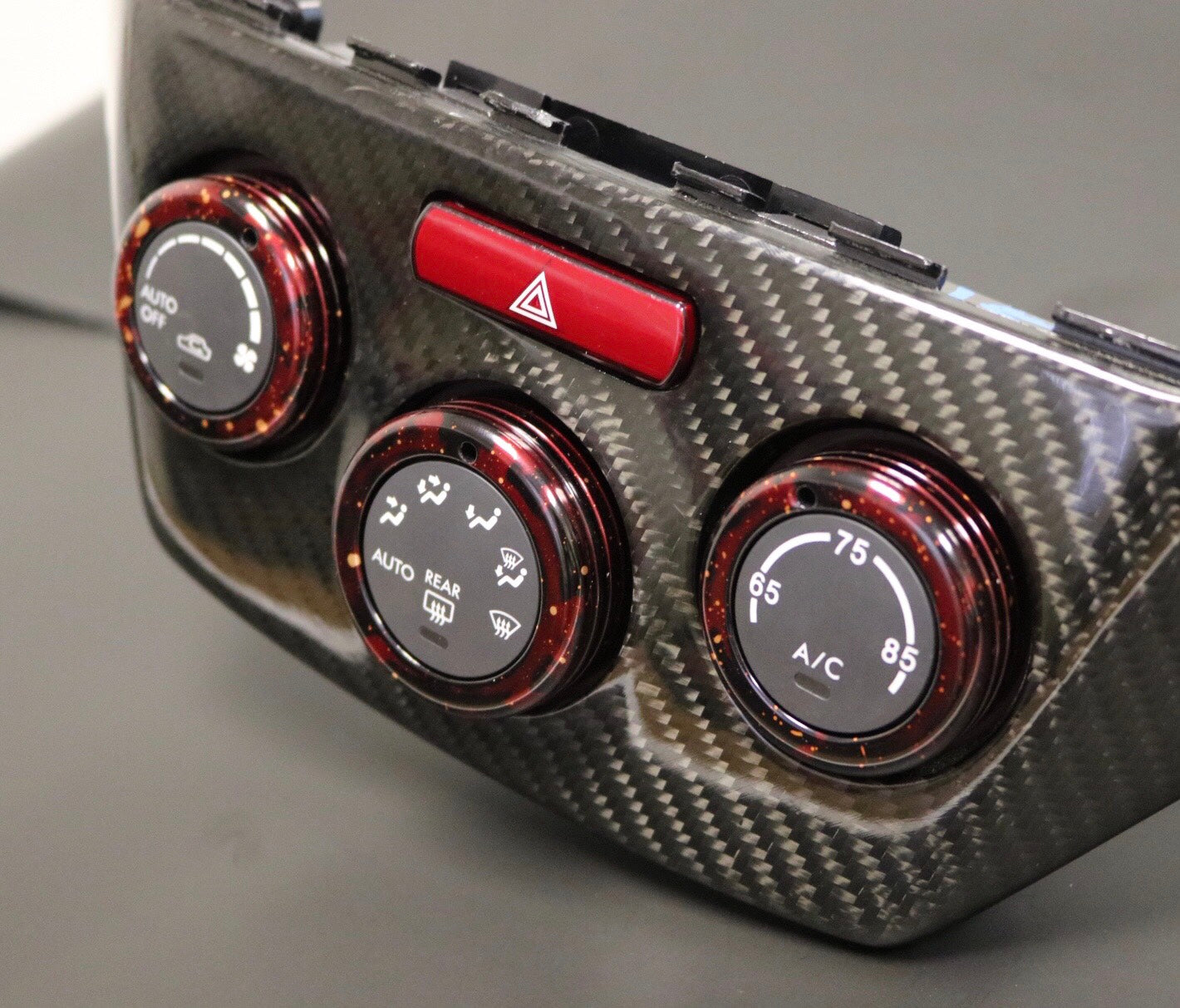 "B" Stock Climate Control Covers - Red Cosmic Space - Fits Subaru WRX / STI / Impreza 2008-2014