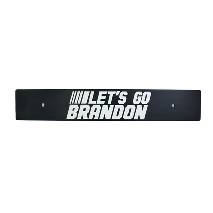 A black license plate delete with the text 'LET'S GO BRANDON' in white.