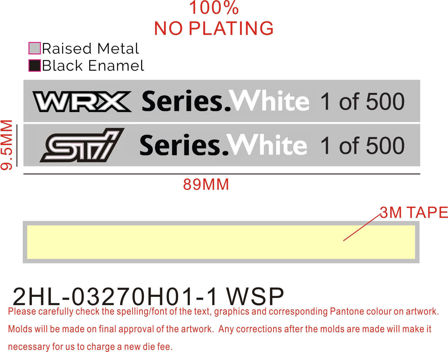 "B" Stock Series.White WRX/STI Interior Badge